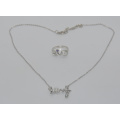 Valentine′s Day "Love" with Diamond Necklace with Ring Set (XJW13557)